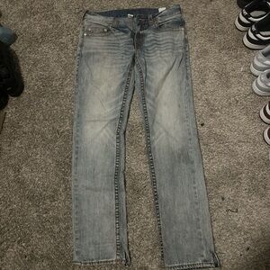 True Religion Blue Straight Jeans with Vintage Wash